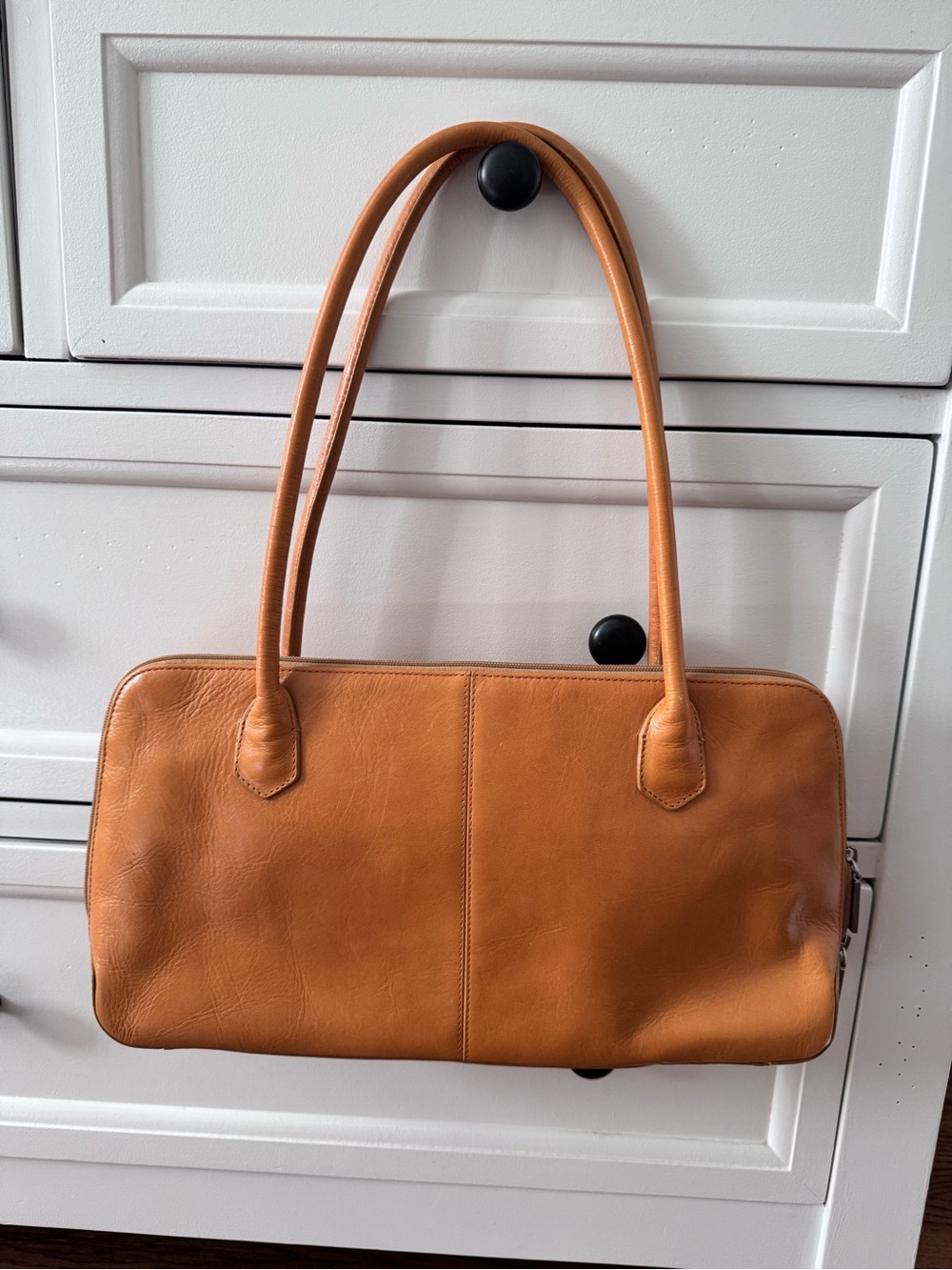 HOBO Cognac Leather Double-Handle Shoulder Bag